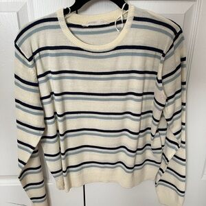 Striped Cream and Blue Women's Sweater